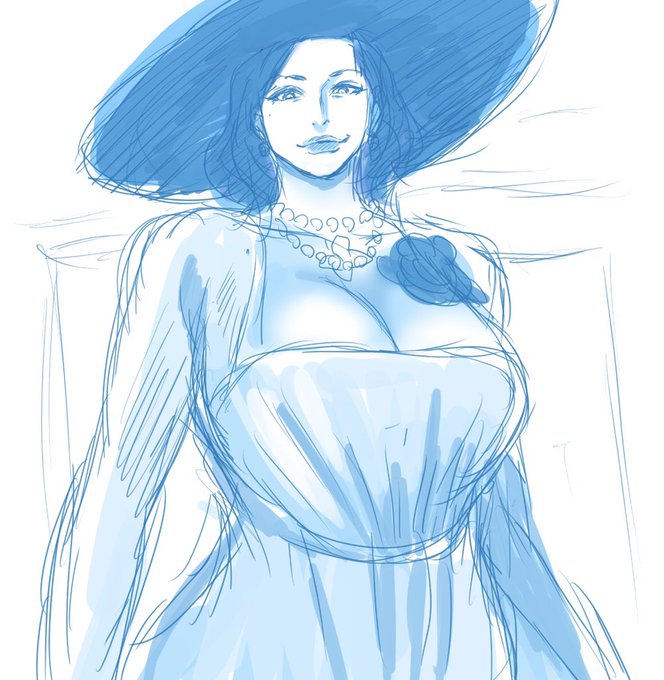 青色でラフ書いたら月曜日のたわわみたいになった 