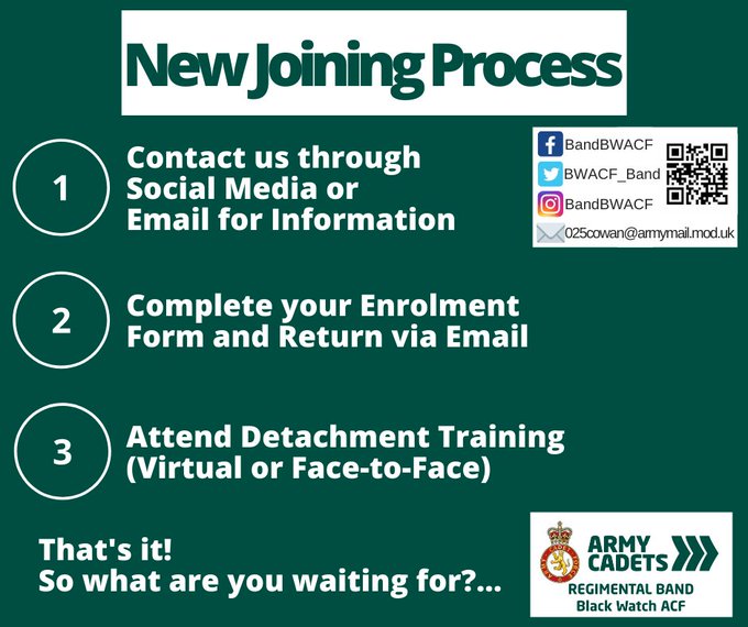 hrfca's tweet photo. #MondayMotivation: @bwacf_band are doing #VirtualTraining for the present, but they are still open to new members! Are you a young musician aged 12-17 who wants to join a #BandWithADifference? Check out the joining process below! πΆπΊπ΅ #KeepingTheFlameAlive #CadetForceResilience https://t.co/WucPWSQcH6