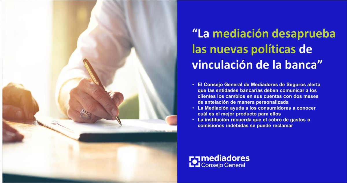 dapealseguros's tweet photo. ❌ El Consejo General de Mediadores desaprueba las nuevas políticas de vinculación de la banca❗vía @cmste ➡ https://t.co/E7soshXdvf
#Dapeal #CorreduriaDeSeguros #Seguros #Algeciras #CampoDeGibraltar #correduria #aseguradora #polizas #coberturas #CGM #banca #politica #mediacion https://t.co/VNmJhbUmdd