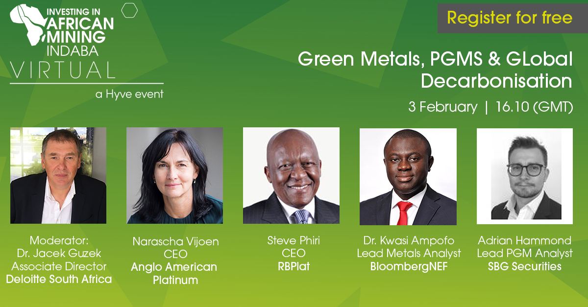What do battery metals, platinum group metals and global decarbonisation have in common? Join our panel at the <a href="/MiningIndaba/">Mining Indaba</a> Virtual this Wednesday, where I share <a href="/BloombergNEF/">BloombergNEF</a>'s  view on these. #lithium #nickel #cobalt #manganese #graphite #PGMs #hydrogen miningindaba.com/Home