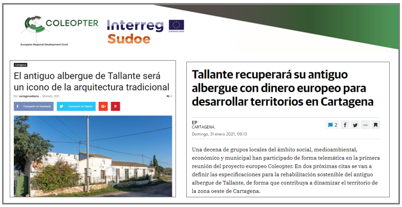 CETENMA's tweet photo. #COLEOPTER | Los diarios @CARTAGENADIARIO y @laverdad_es se hacen eco de la primera reunión colectiva que tuvimos el pasado 27/01 sobre la rehabilitación del edificio de Tallante en nuestro proyecto @COLEOPTER_Sudoe

➡️https://t.co/cOKtGPGft7
➡️https://t.co/5aCChgwZEi

¡Gracias! https://t.co/49umTXWFF5