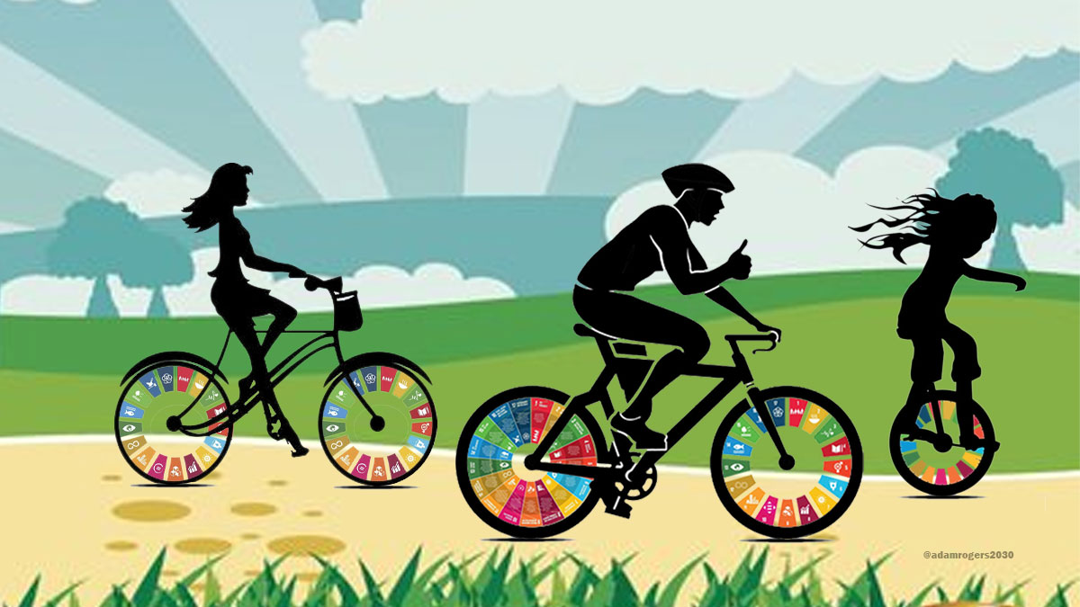 🚴🏽‍♀️"Life is like riding a bicycle. To keep your balance, you must keep moving (the same with the #SDGs)." 
— Albert Einstein

🎯17 goals with 169 targets
🇺🇳193 countries signed on
🫂 We need 7.674 billion people on board
🗓️3,256 days to achieve them
⌛️ Time to #TeachSDGs‼️
