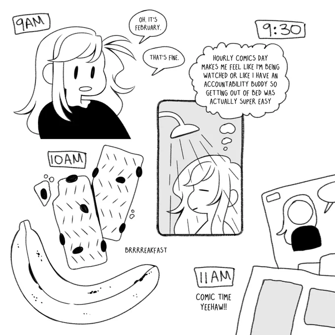 It's Hourly Comic Day!! It's shocking how easy it is to get out of bed when you know you're going to be documenting your day. That said, I felt productive but it's already been 2 hours oops. Where does the time go??? #hourlycomicday #hourlycomicsday #hourlycomicday2021 