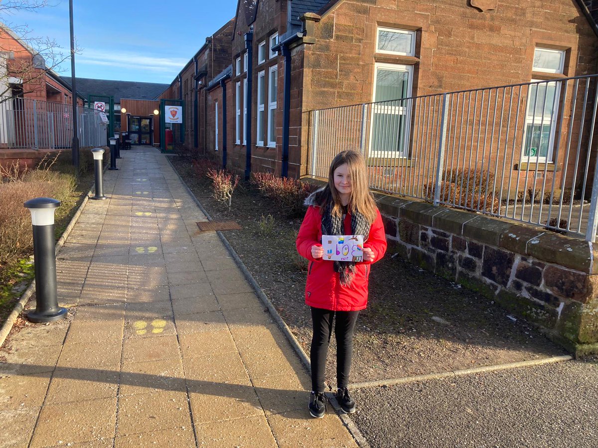MrsMurphy07's tweet photo. Mollie doing her daily mile challenges, her homemade race number and a walk past one of her favourite places @MauchlineC. She also took a walk past the garden where the chickens live on the way #dailymileathome https://t.co/UdfmRQmDxo
