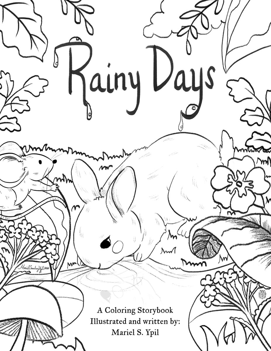 marielisthename's tweet image. Hello everyone! I&apos;m happy to announce that I have launched my &apos;Rainy Days&apos; Full Coloring Storybook Digital Download at Gumroad! It&apos;s 12 pages and is about how Dew the rabbit finds comfort in the simplest of things during the rain. #digitalcoloringbook 
gumroad.com/l/gqTty