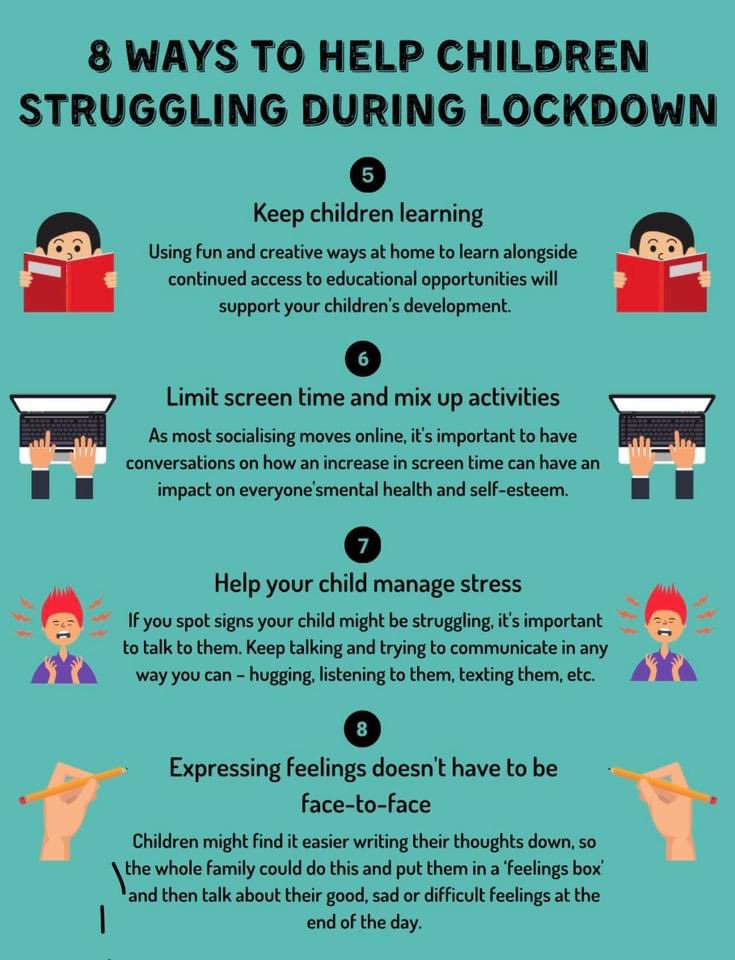 This week is #ChildrensMentalHealthWeek. Some children and young people may like being off school, while others may be struggling. The posters below give 8 top tips on how to support children and young people during #Lockdown. Support and tips: ow.ly/17I850DnBfj
