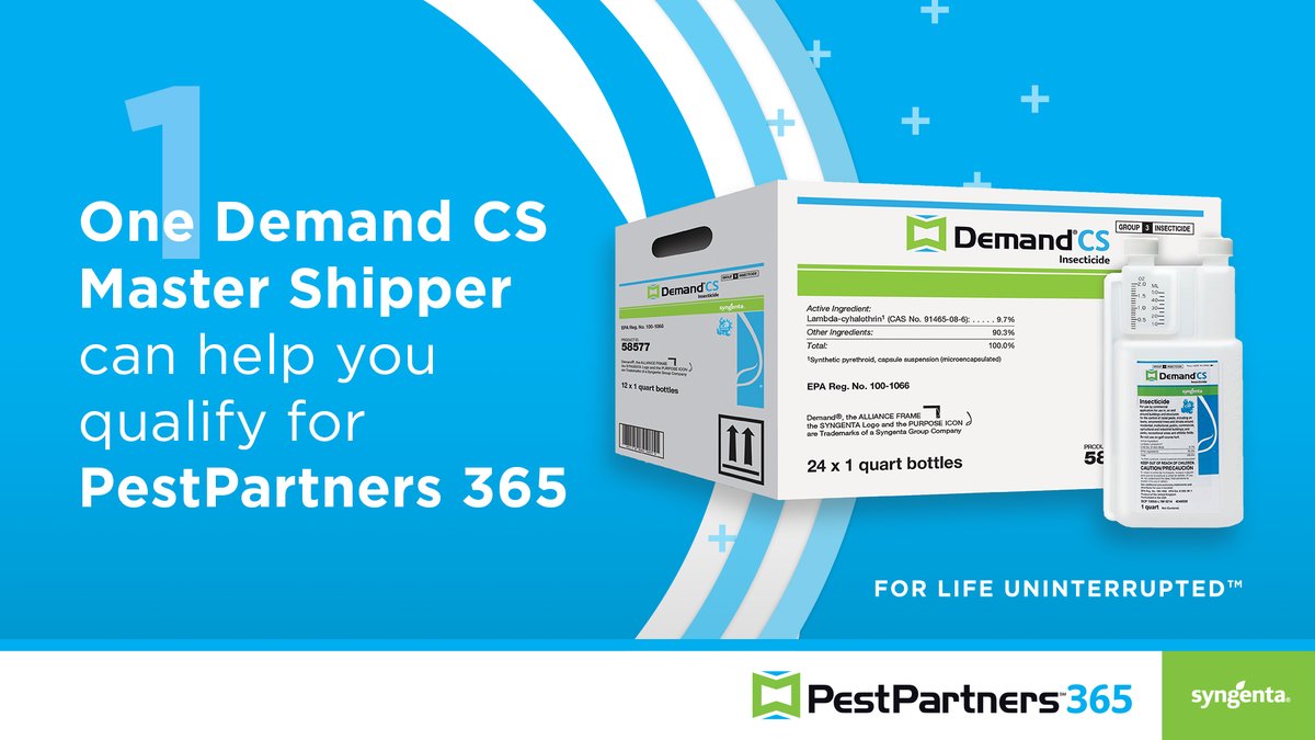 Get yearlong #pestcontrol rebates with 1 easy step. ☑️

Our #DemandCS Master Shipper, containing 24 1-qt. bottles, automatically qualifies for the 2021 #PestPartners365 Program. 

Order by April 30: ow.ly/44J650DkS10