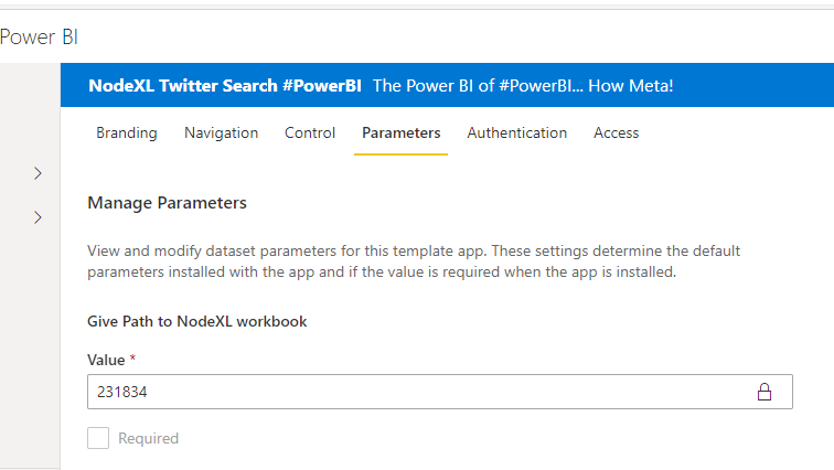 SQLSocialite's tweet photo. Hey @Teddybbb & @gilra , we locked the parameter, yet customers installing the #TemplateApp are able to change the Parameter.
Are we missing something?
#powerbi #nodexl
#NodeXLProINSIGHTS https://t.co/ohoHNNImhU