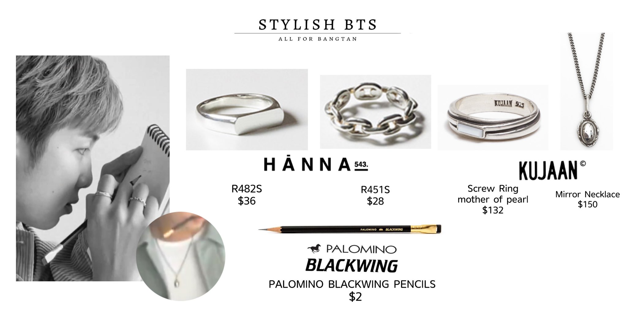 BTS RM 着用 ☆KUJAAN☆ Love & Peace Necklace 男女兼用 人気 Daisy & Peace Necklace [KUJAAN] 正規品 BTS ジョングク 着用