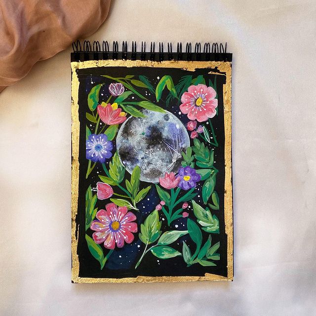 Drawlish on Twitter "The hidden moon with flower. Credit https//t.co