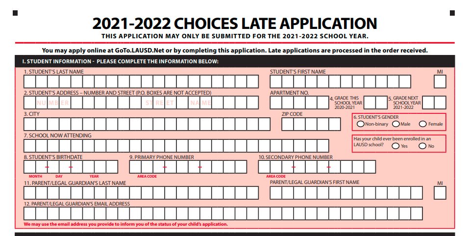 LASchools's tweet photo. The late application period begins today for magnet, dual-language and other Choices programs. Applications are first-come, first-served, so don't delay! The easiest way to apply is online at https://t.co/U4M0LEh8Lx. https://t.co/du6rriOMCD