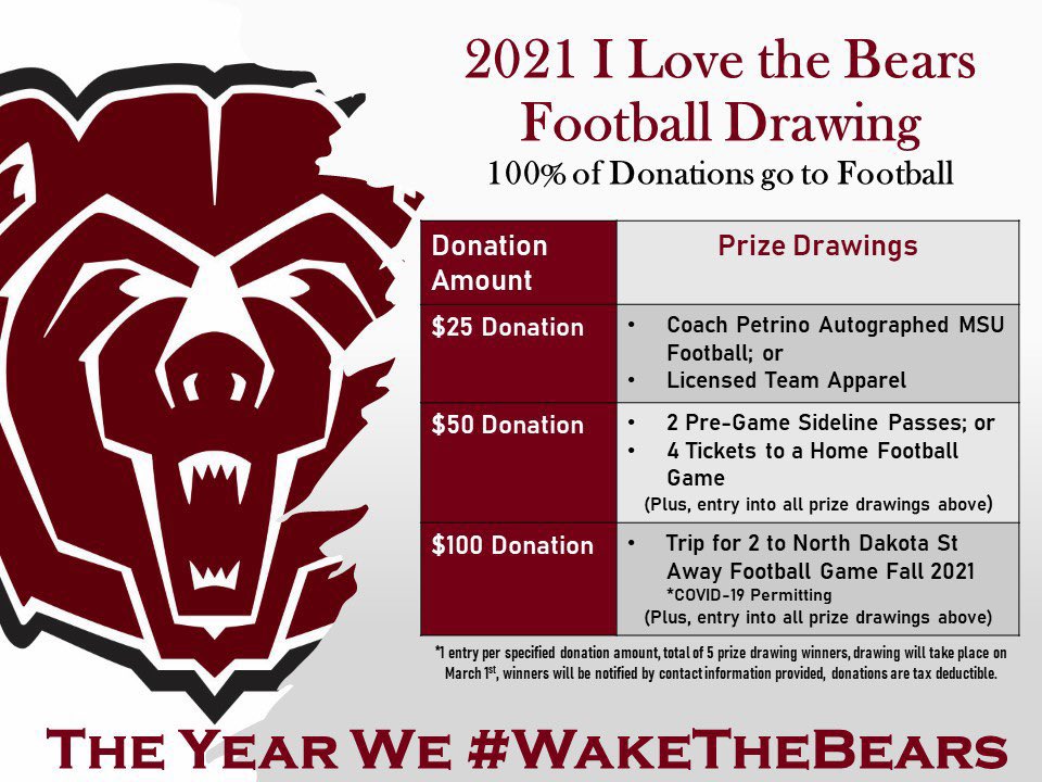 #ILovetheBears2021 Help by showing our Football Bears your support! missouristate.edu/ilovethebears