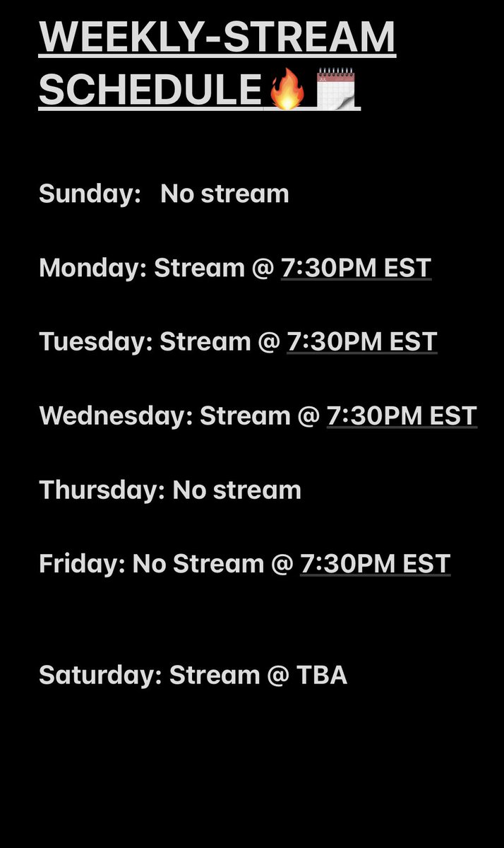 AzzazzinoGaming's tweet photo. Schedule for week of 01/31/21-02/06/21 #fyp #dailygrind #DaGuild https://t.co/7Tv5lPr6Od