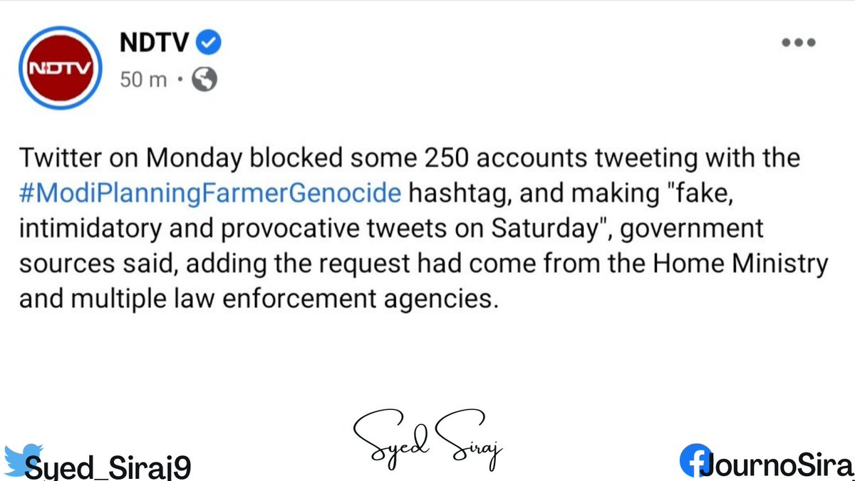 JournoSiraj's tweet photo. When did India become North Korea? This hastag #ModiPlanningFarmerGenocide gets your account blocked on Twitter India it seems. Don't worry, you just #RETWEET this.

#PetrolPriceHike #Farmer #Budget2021 https://t.co/7PC9ujMQT9