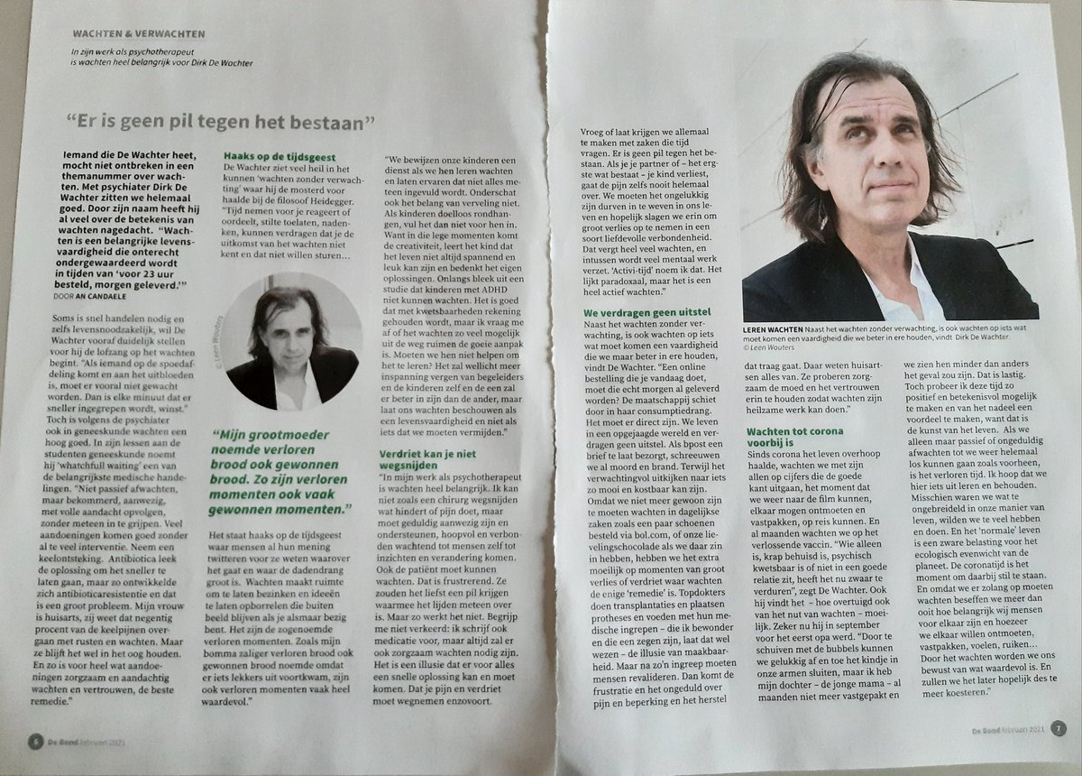 hverhamme's tweet photo. Juist @Dirk_de_Wachter in De Bond! Zo belangrijk onze kinderen te trainen in de vaardigheid van het wachten ipv het wachten constant uit de weg te ruimen. Wachten maakt ruimte om na te denken, creatief te zijn, te verlangen en maakt ons bewust wat waardevol is. @Gezinsbond https://t.co/mVJH6zrktw