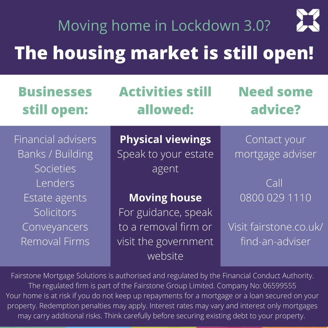 #MovingHome or thinking about your first #property?

We understand it can be confusing and difficult to know what's still open and what you're still allowed to do, within this current #lockdown period. So, let us help! See our handy graphic below. 

fairstoneni.co.uk/about-us/why-c…