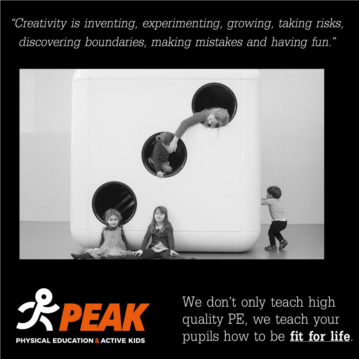 PEAK have developed an innovative new curriculum which we will be delivering in schools from September which aims to make children 'fit for life'. We will develop your children's CREATIVITY skills. #PEAKcreateVALUE4u