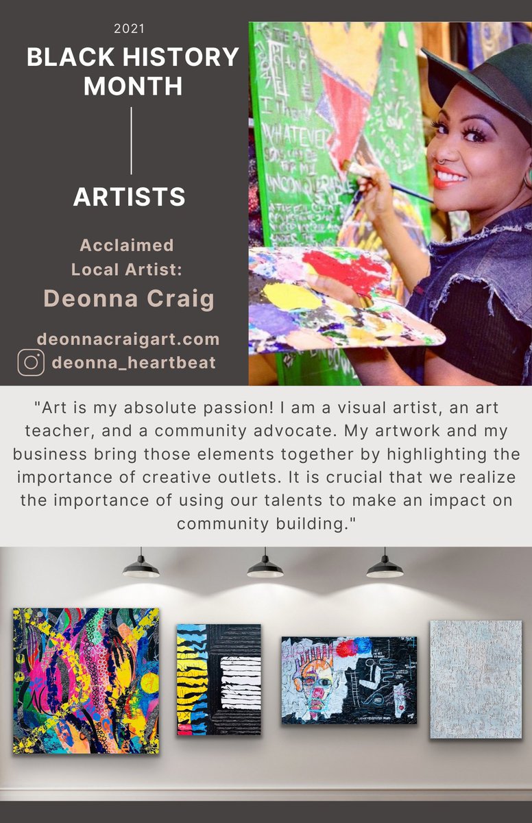 Join us in celebrating #BlackHistoryMonth as we share every Monday this February one aspect of Black History: Artist, Author, Athlete, Academia. Check out the images below, we start with Artists.