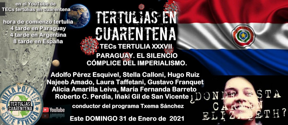 en_tecs's tweet image. La Tertulia de ayer, el comienzo de una serie sobre Paraguay que puedes seguir en nuestro canal de YouTube TECs Tertulias en Cuarentena. youtu.be/UBukZWDEMI8