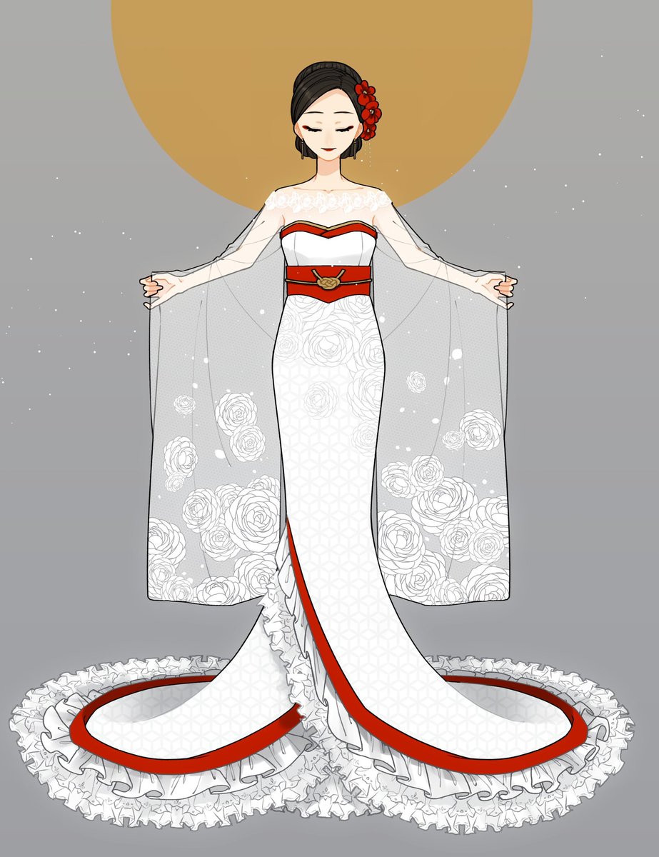 和風ドレスシリーズ 花月 画集 現代創作和服 のイラスト