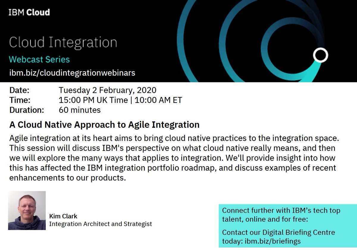 HursleyEBC's tweet photo. Join Kim Clark, one of IBM's Integration experts, tomorrow for a discussion around agile integration. https://t.co/M3mLQBkMc0

We can then help you to have your questions answered with some personal deeper dive sessions free of charge: https://t.co/9y3AmjAP4g https://t.co/Ooy9CZ8bbC