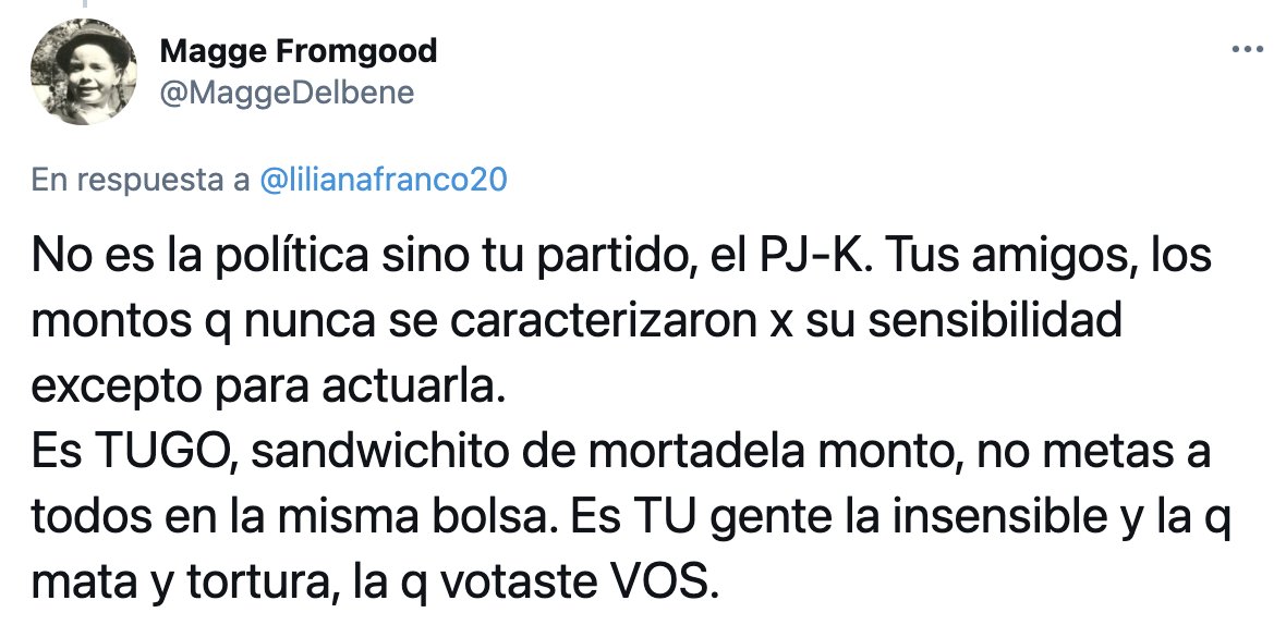 estugobierno's tweet photo. A Sanguchito se la putea en todos los rincones de la Argentina por cómplice y también por bruta. https://t.co/cbB2Px9NMw