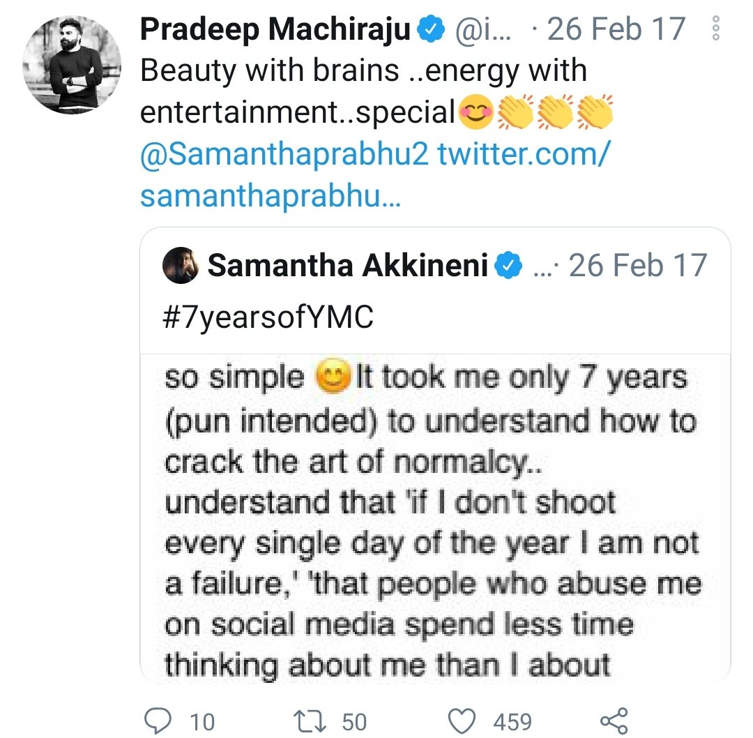  #PradeepMachiraju about  #SamanthaAkkineni 