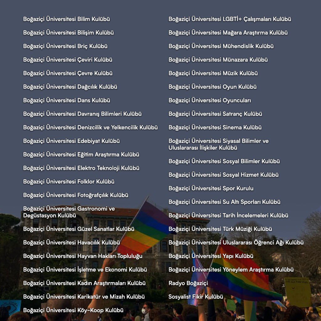 radyobogazici's tweet photo. 30 Ocak 2021 tarihinde kulüp odalarının usulsüzce aranması, sosyal medya üzerindeki linç kampanyası ve tutuklamalara yönelik Boğaziçi Üniversitesinin 43 öğrenci kulübü ve topluluğunun açıklamasıdır. 
#BundanSonrasıBizde
#LGBTİHaklarıİnsanHaklarıdır https://t.co/Q2u2eTVZRu