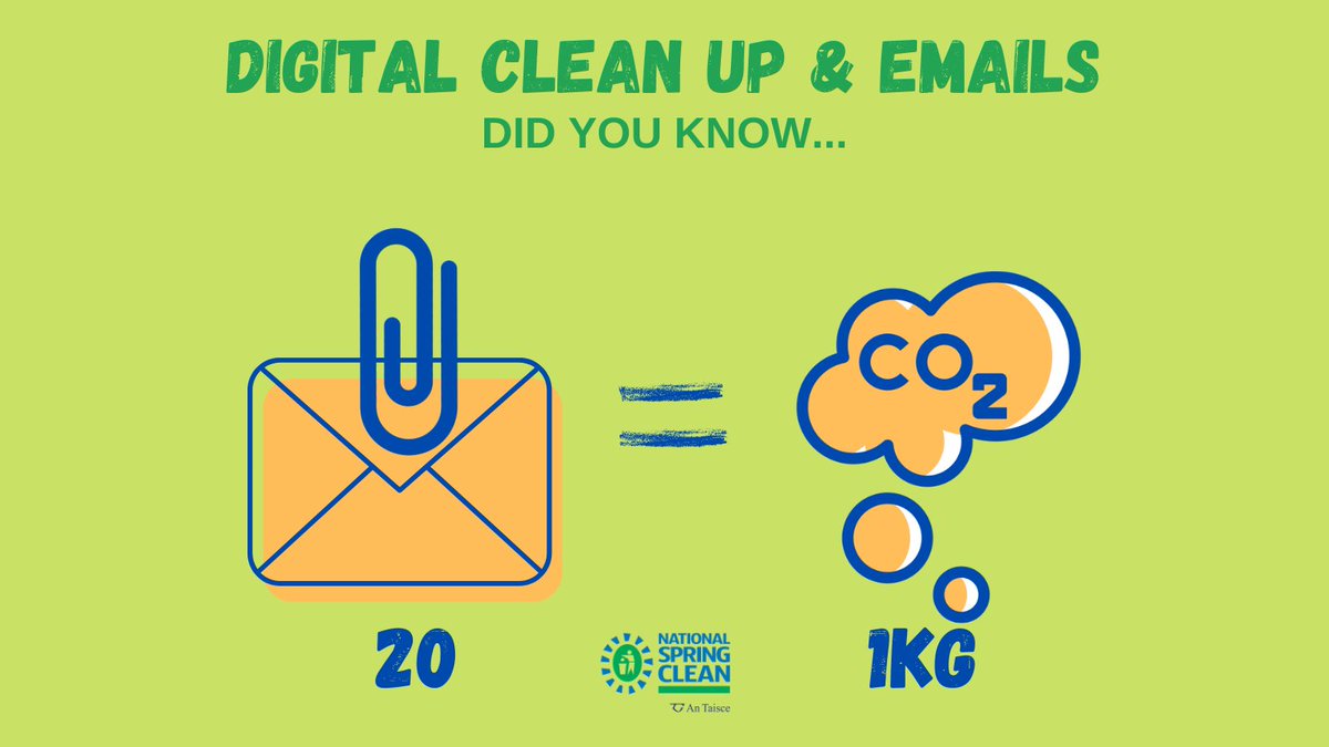 Did you know that an email with attachment releases 50 grams of CO2?
Find out more: nationalspringclean.org/digital-clean-…
#DigitalCleanup #SpringClean21 #SDGsIrl