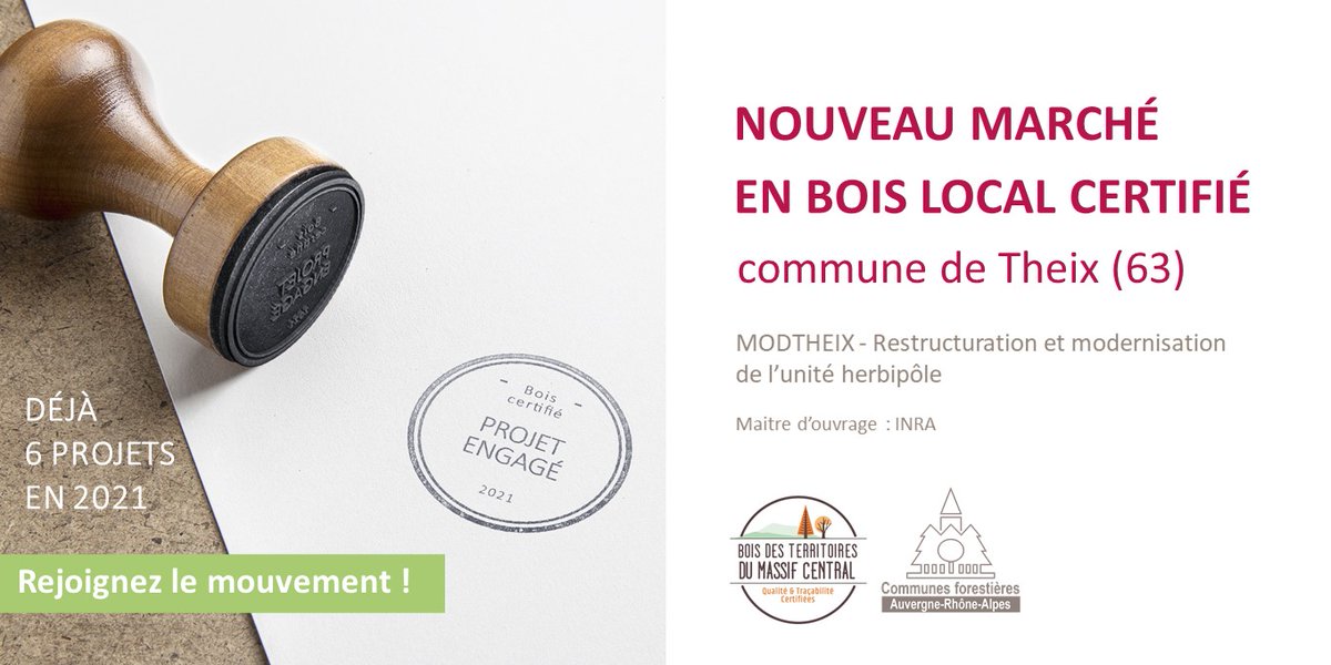 CoforAURA's tweet photo. Et de 6 ! Dernier de la série des nouveaux marchés en bois local certifié @BoisDesAlpes et/ou @Asso_BTMC en @auvergnerhalpes du mois de janvier 2021. https://t.co/RTJlzZoRFZ