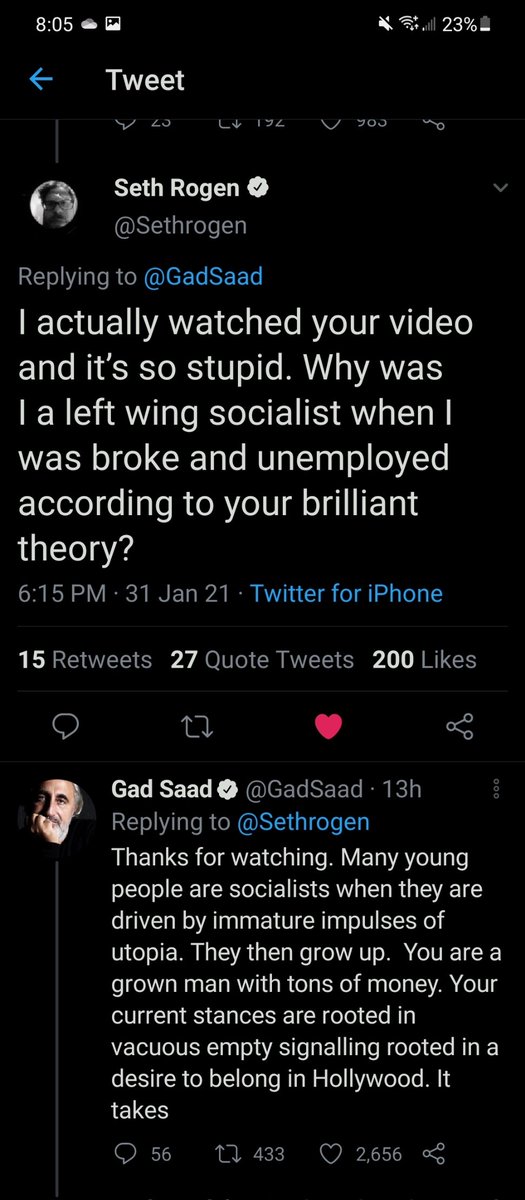  @Sethrogen out here with the only appropriate response to this tedious, pretentious bullshit masquerading as intelligence. Seriously, people like Gad Saad exists purely to show us all that his academic experience only gave him bigger words to express how dumb he is.