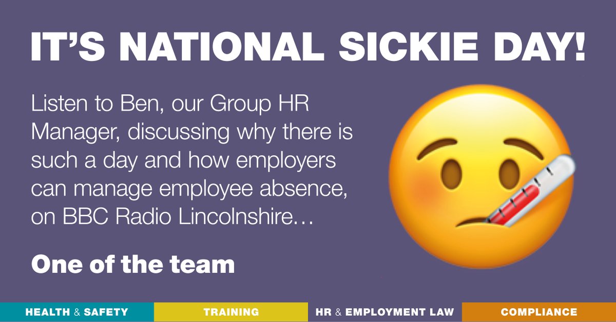 Today is the day employees are most likely to call in sick. Why? Find out more in Ben’s chat with BBC Radio Lincolnshire's <a href="/seandunderdale/">Sean Dunderdale</a> Dunderdale: bbc.in/3cwdalo (⏩2:25:00)

#oneoftheteam #nationalsickieday #absence #HR #employmentlaw #mentalhealth #wellbeing