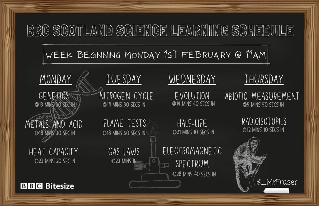 _MrFraser's tweet photo. Weekly round-up of all the super science on @bbcbitesize and @BBCScotLearn this week!

Watch live on @BBCScotland 📺 or catch up using the links provided 📲

Mon: https://t.co/IflYIor7tK
Tues: https://t.co/z4Y7zRyQUz
Wed: https://t.co/YYjG3fSqlP
Thur: https://t.co/OuvlbomzFp https://t.co/nYNOdOd72H