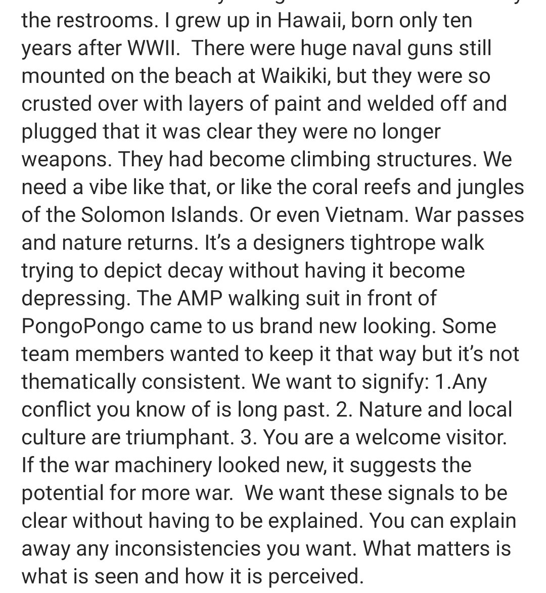 Joe Rohde who developed a lot of Animal Kingdom has some really good & dense instagram posts about basically every facet of the park which are really good reads if you have a free afternoon  https://instagram.com/joerohde?igshid=i3fswwda87xz