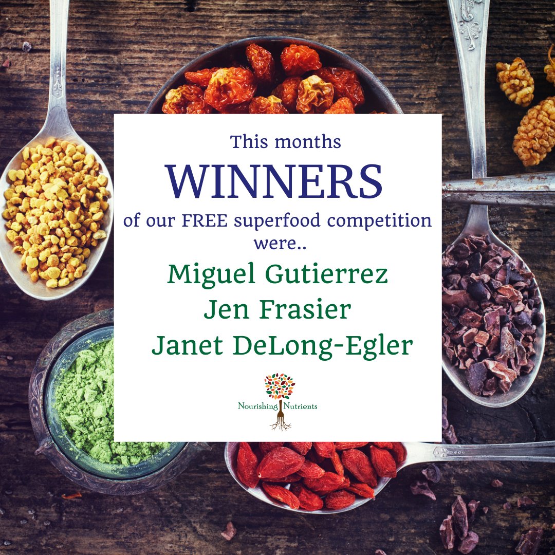 NourishNutrient's tweet photo. 🥳 Our 3 January WINNERS were..... Janet DeLong-Egler,  Jen Frasier &amp; Miguel Gutierrez. Congratulations!! ⠀
⠀
Best of luck next month for everyone.
⠀
#competition #competitionwinner #giveaway #giveaways #giveawaycontest https://t.co/3yQLzWMdH6
