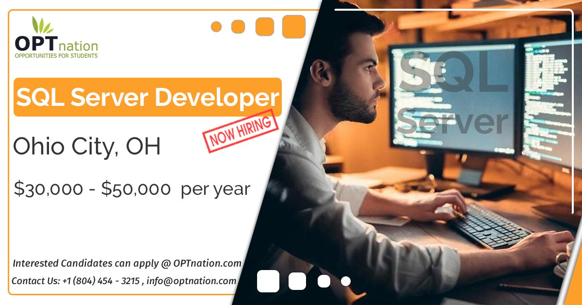 optnation_usa's tweet image. Hiring Now SQL Server Developer in Ohio City, OH
Build your career with latest opportunities at reputed companies
Apply Now: optnation.com/sql-server-dev…
#jobs #JobsSearch #SQLServerDeveloper  #Recruitment #OPT #OPTjobs #HiringNow #jobseekers #JobHunt #JobOpening #Hiring #Resume #Job