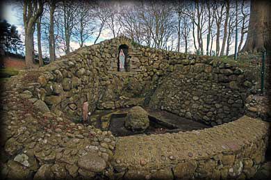 There has been discussion of how the goddess Brigid fitted into mythology & her attributes resemble those of a fellow goddess, Danu. There is evidence of the same Celtic god being called different names. St Bridget’s Shrine & Well, Faughart (pics:  http://www.megalithicireland.com/St%20Brigid's%20Shrine,%20Faughart.html )
