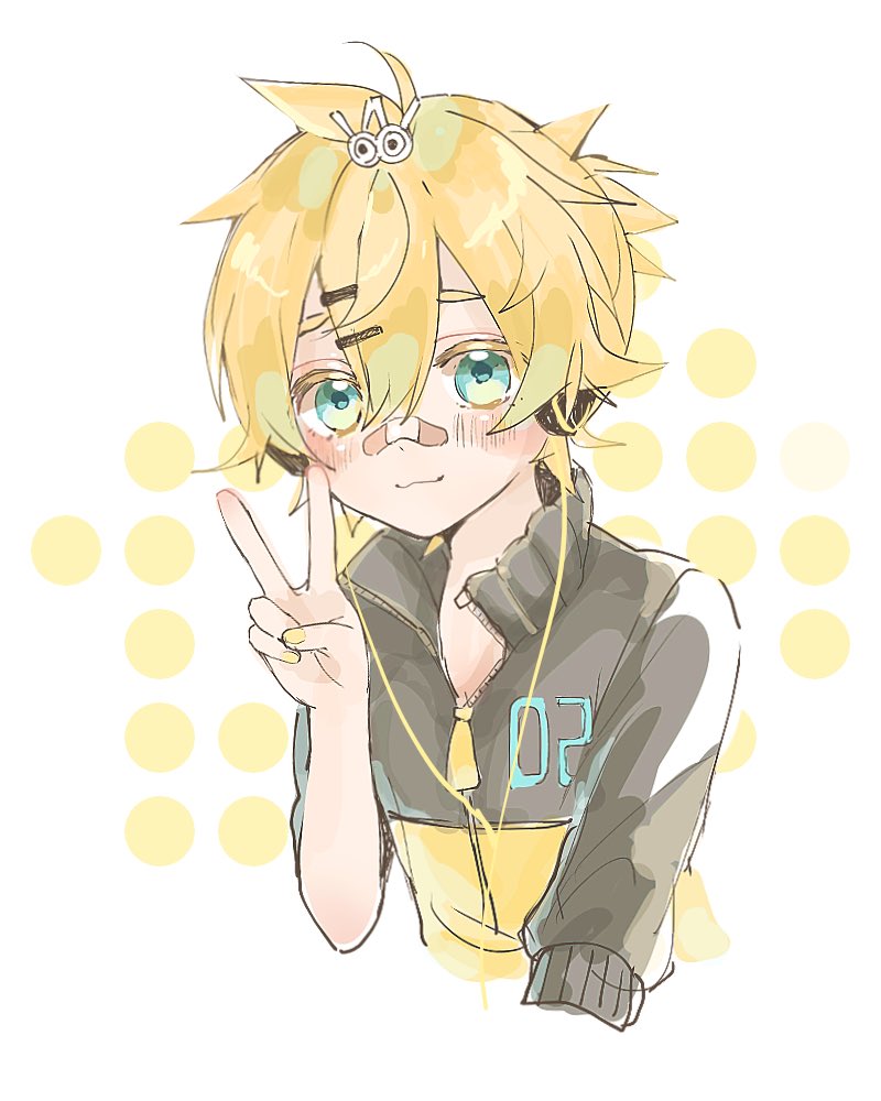 kagamine len 1boy blonde hair v bandaid on nose male focus bandaid on face hair ornament  illustration images