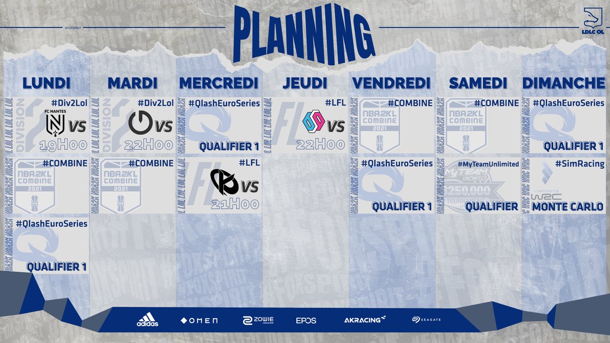 LDLC_OL's tweet photo. Un dรฉbut de mois bien chargรฉ pour nos teams ! ร suivre cette semaine :
๐๏ธ #NBA2KCombine
๐๏ธ #LFL
๐๏ธ #Div2LoL
๐๏ธ #QlashEuroSeries
๐๏ธ #WRC https://t.co/LAlAyyb4u3