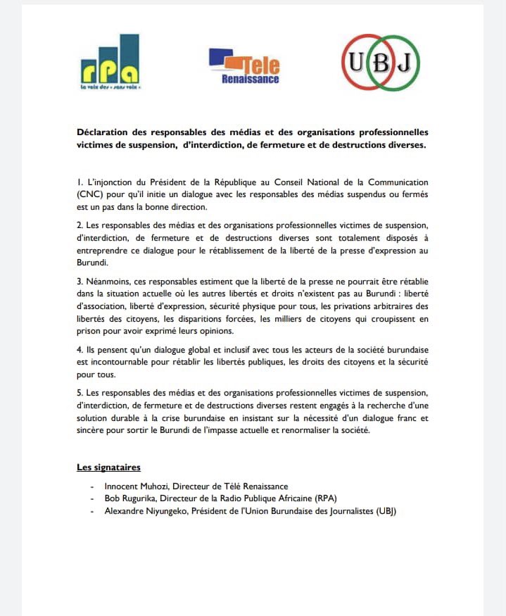 O Xrhsths Iburundi Sto Twitter However They Note That In The Current Situation It Will Be Impossible To Have Press Freedom Without Physical Security And Other Civil Liberties They Call For A