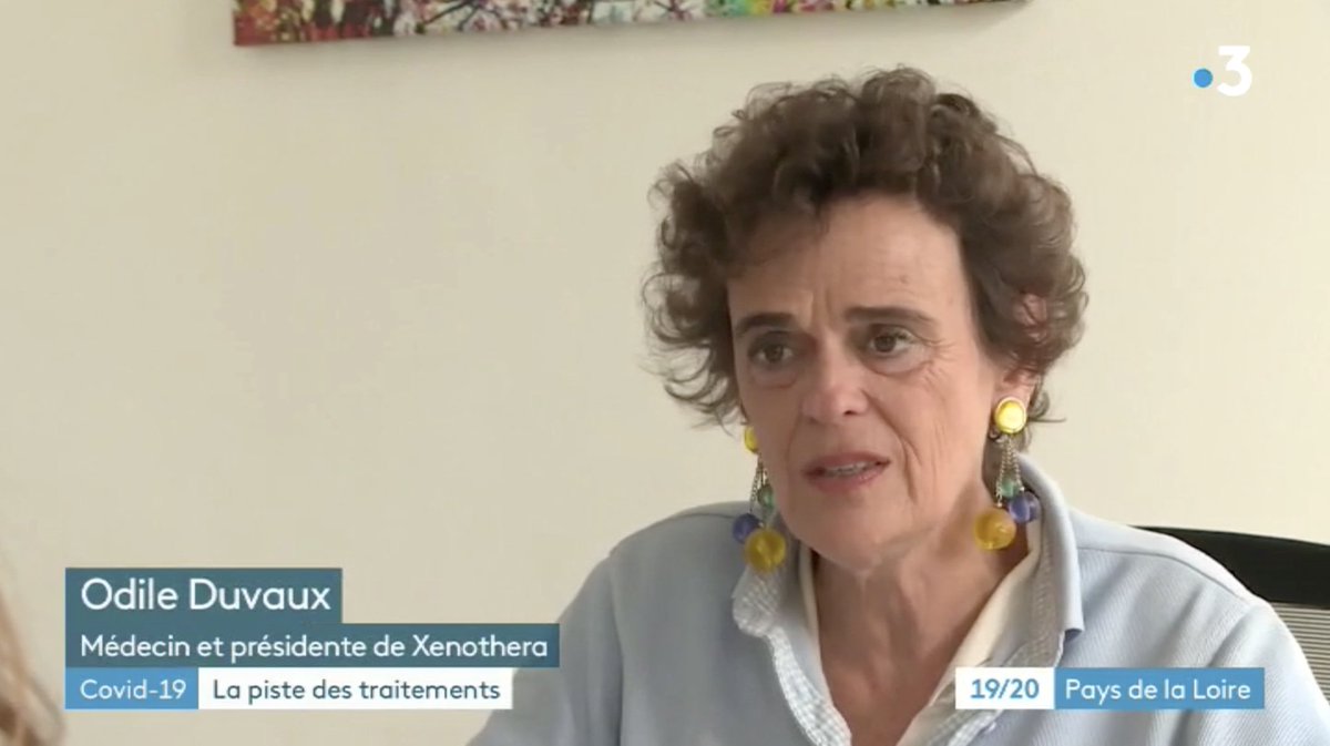 📺 Notre Présidente <a href="/OdileDuvaux/">Odile Duvaux</a> était l'invitée hier du journal de <a href="/F3PaysdelaLoire/">France 3 Pays de la Loire</a> pour parler de notre traitement anti-covid le #XAV19.

Merci à <a href="/Eleonoreduplay/">Eleonore Duplay</a> pour ce reportage (à découvrir à partir de la 5ème minute du journal) : france3-regions.francetvinfo.fr/emissions/jt-1…