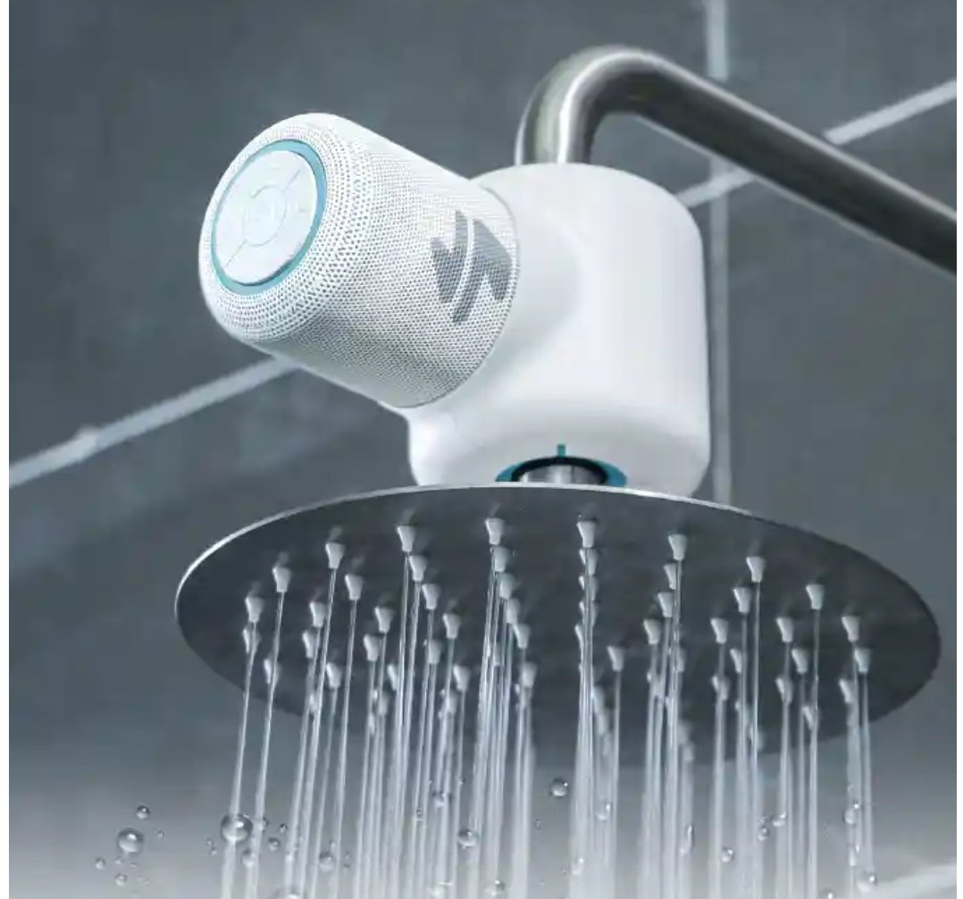 droid254's tweet image. Shower power Bluetooth speaker for your shower.. It has a small generator that&apos;s powered by the water so no charging required