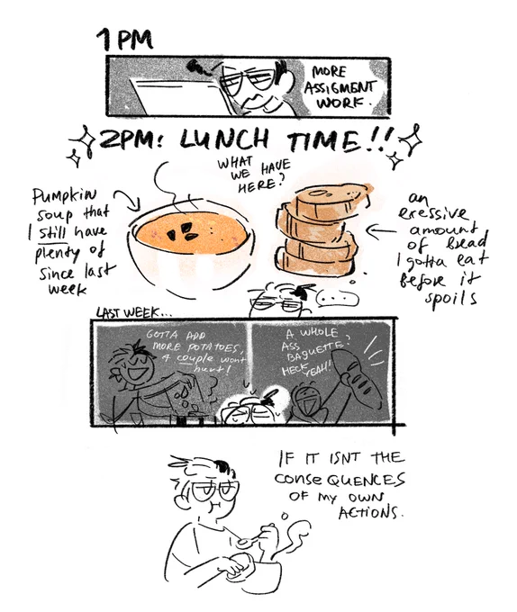 #hourlycomicday 1PM-2PM: the anticipated lunch break ?? 
