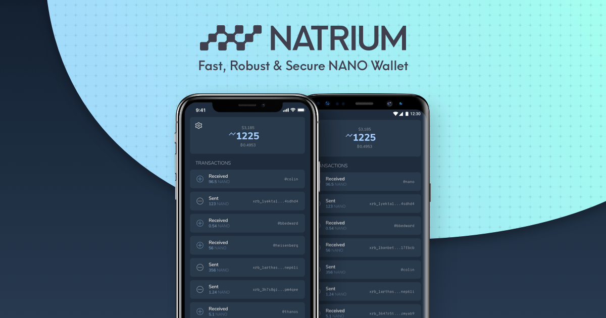 Nano has many fantastic wallets available for Android and iPhone, designed by 3rd party developers from the community. Natrium is the top wallet, that allows you to store friends’ addresses, scan or send QR codes, and transact feelessly with lightning speed.