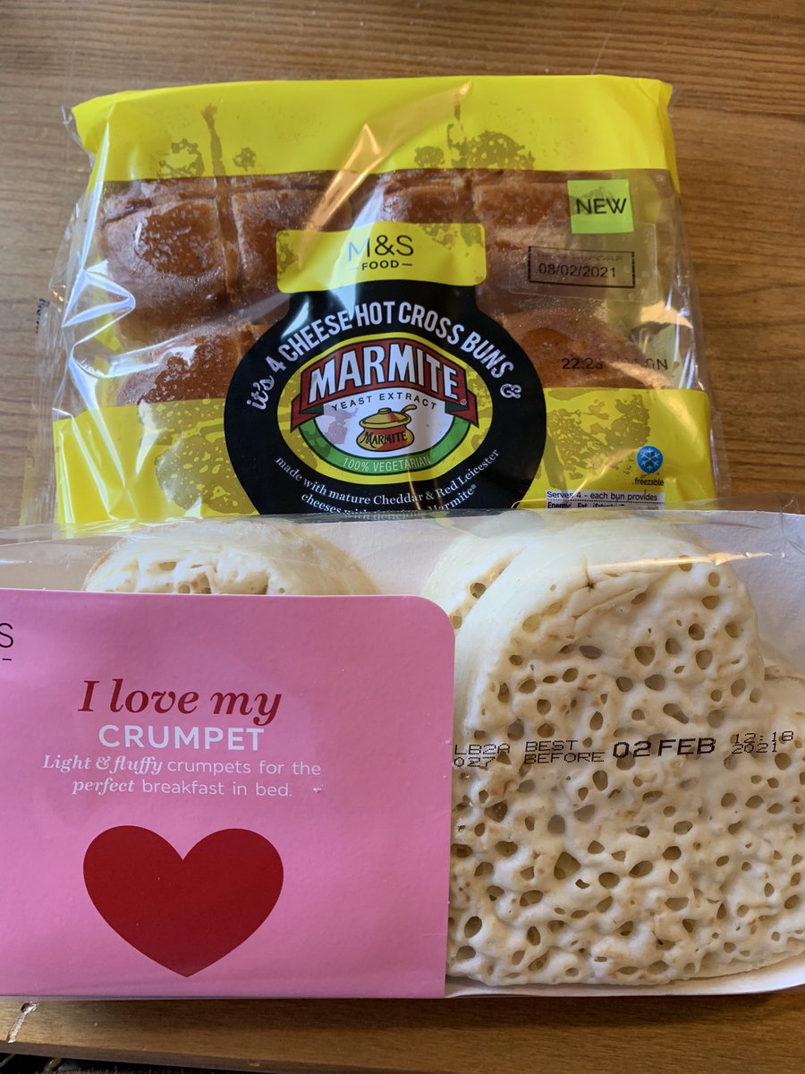 Successful trip to <a href="/marksandspencer/">M&S</a> 😊❤️ #Marmite #Crumpets #LunchIsSorted #Cheesy