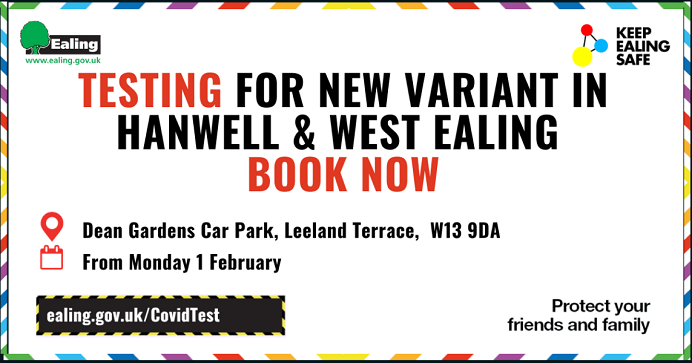 Ealing Council is asking residents living and working in parts of Hanwell and West Ealing to get a COVID-19 test. This applies whether they have symptoms or not, after a local resident tested positive for the South African strain of the virus. orlo.uk/oFuSH