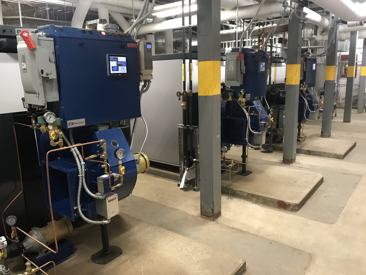 TrojanEnergy's tweet photo. Trojan supplied Cambridge CSD three DeDietrich GT530AE-29 eutectic cast iron sectional boilers each having a @Power_Flame_Inc burner model C4-OB burner that each came from the factory with an @AutoflameEng combustion control system https://t.co/mkB0RzCaGY
