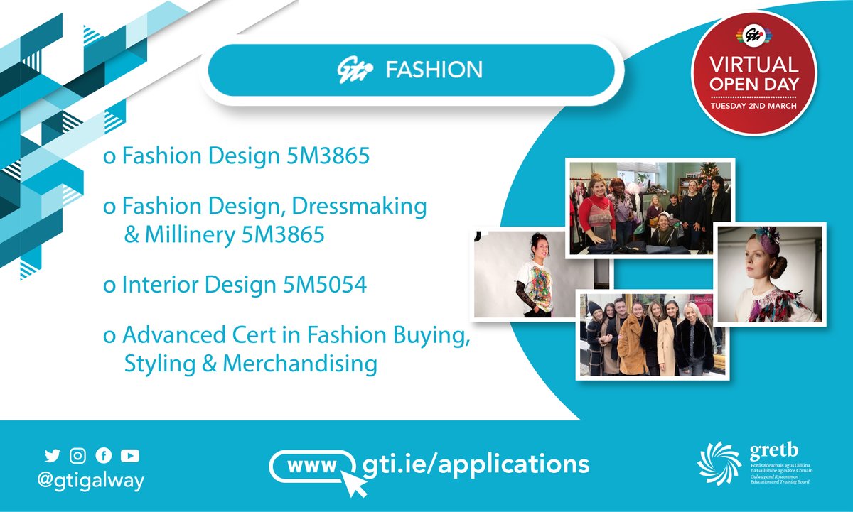 📣GTI's application system is now 𝗢𝗣𝗘𝗡 for 2021-22!With over 5️⃣0️⃣ exciting &amp; dynamic full-time QQI Level 5&amp;6 programmes to apply for across our 10 departments, 𝗔𝗣𝗣𝗟𝗬𝗡𝗢𝗪 for a programme that's right for you. Let GTI Take You Further. Apply Now @ gti.ie/applications