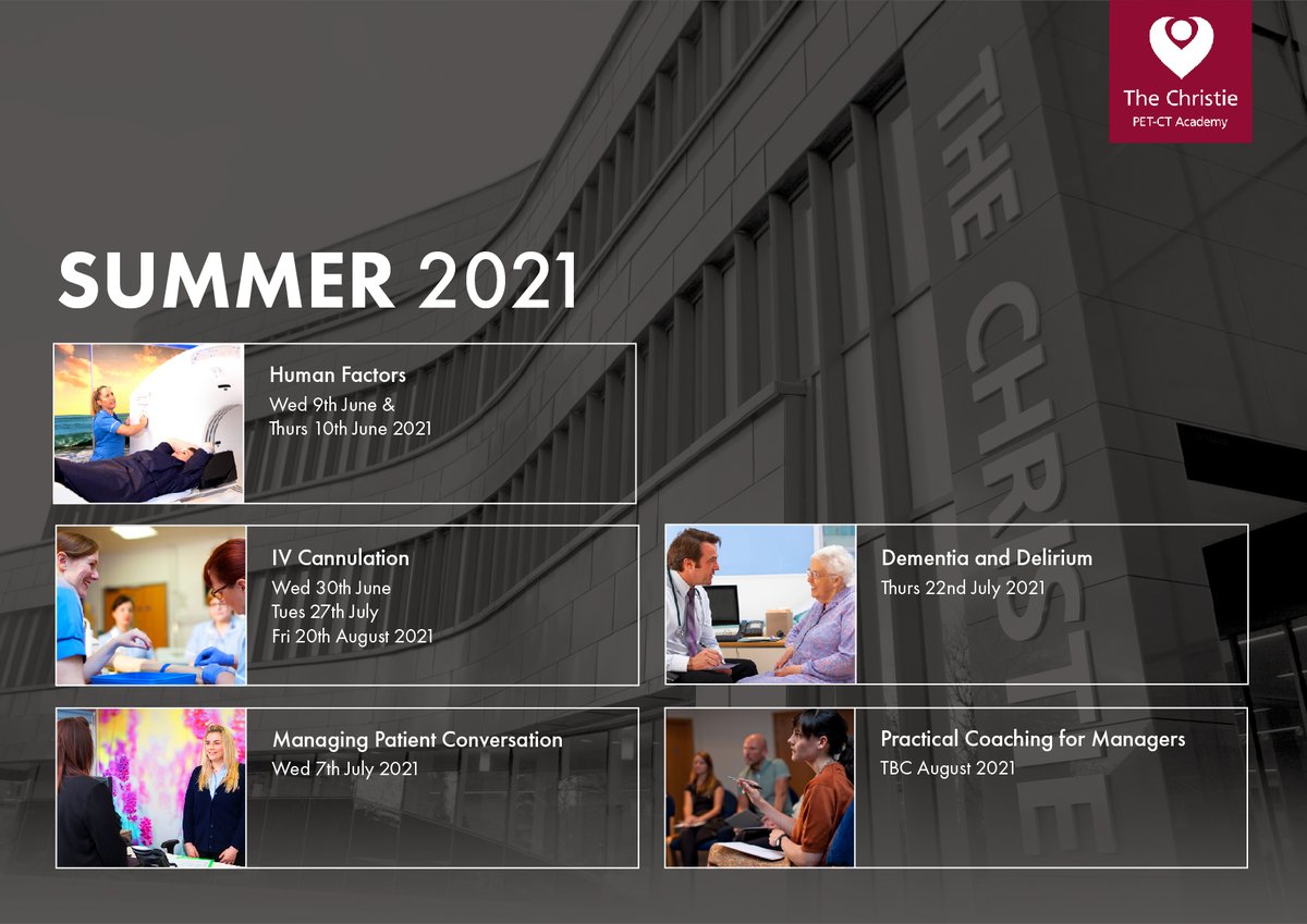 petctacademy's tweet photo. The PET-CT Academy course calendar for '21-22 is open for business!
If you are #Radiographer, #Technologist or #ClinicalAssistant working in #PETCT, you can book onto our available courses at https://t.co/10H2DjuRqX
...with more dates coming soon! https://t.co/2VKlYXY62g