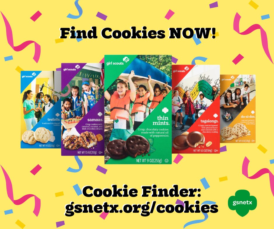 Good morning! Start your day by finding Girl Scout cookies NOW! Locate a booth near you! gsnetx.org/cookies. #GirlScoutCookieSeason #ThinkOutsideTheCookieBox #CreateMomentsofJoy #gsnetx #cookies #becauseofgirlscouts #entrepreneurship